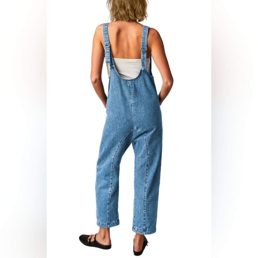 Women's Jean Denim Overall Baggy Jumpsuit Onesie with Pockets